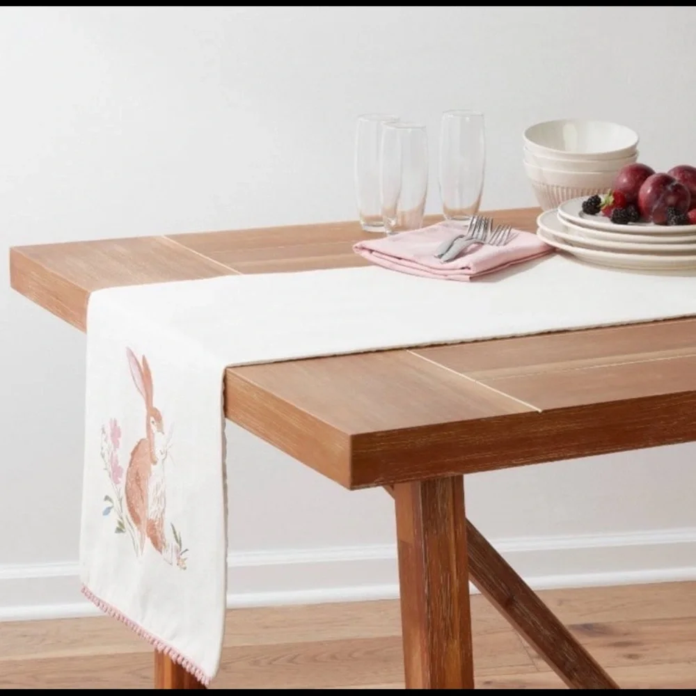 Embroidered Easter Bunny Table Runner